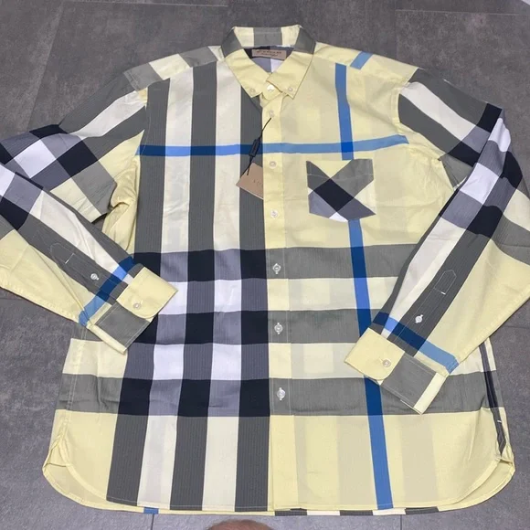 Authentic BNWT Burberry Yellow Check Button Down Shirt - Picture 1 of 3